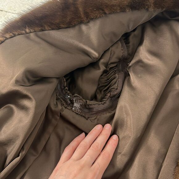 Vintage Michel Forrest NYC Mahogany Mink Fur Coat With Removable Knit Sleeves - Picture 6 of 7